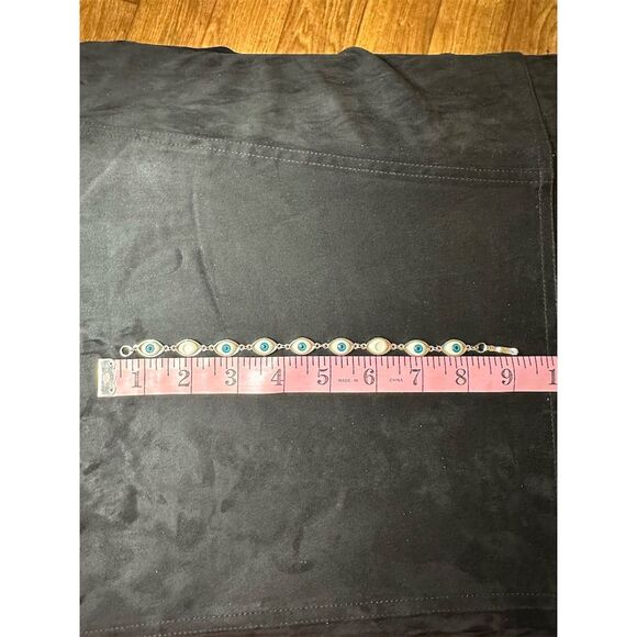 Halloween Evil Eye Beaded Bracelet Multicolor Glow in the Dark 7.5" - Picture 7 of 7